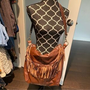 Elegant Brown Fringe Shoulder Bag